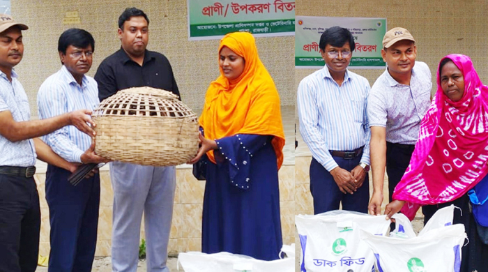 পাংশায় ১৩০ জন সুবিধাভোগীদের মাঝে বিনামূল্যে হাঁস ও খাদ্য উপকরণ বিতরণ